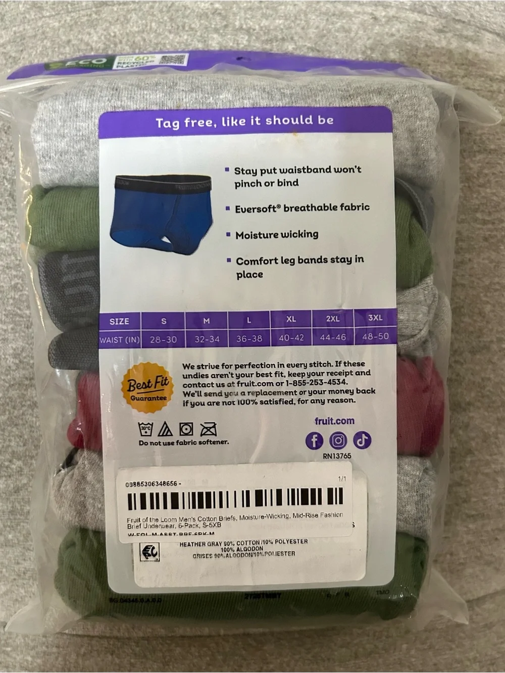 Fruit of the Loom Men's Briefs Multipack - Tag Free